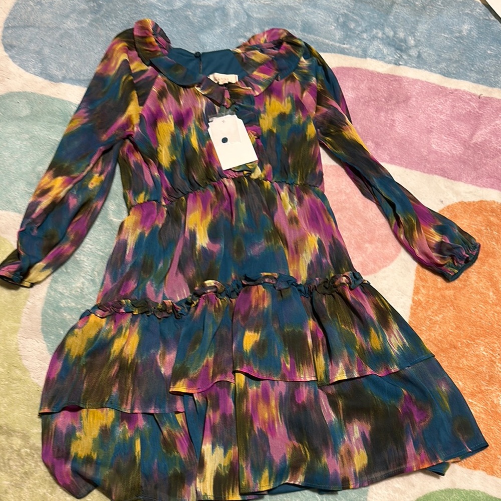 Nordstrom Blue and Purple Long Sleeve Casual Dress